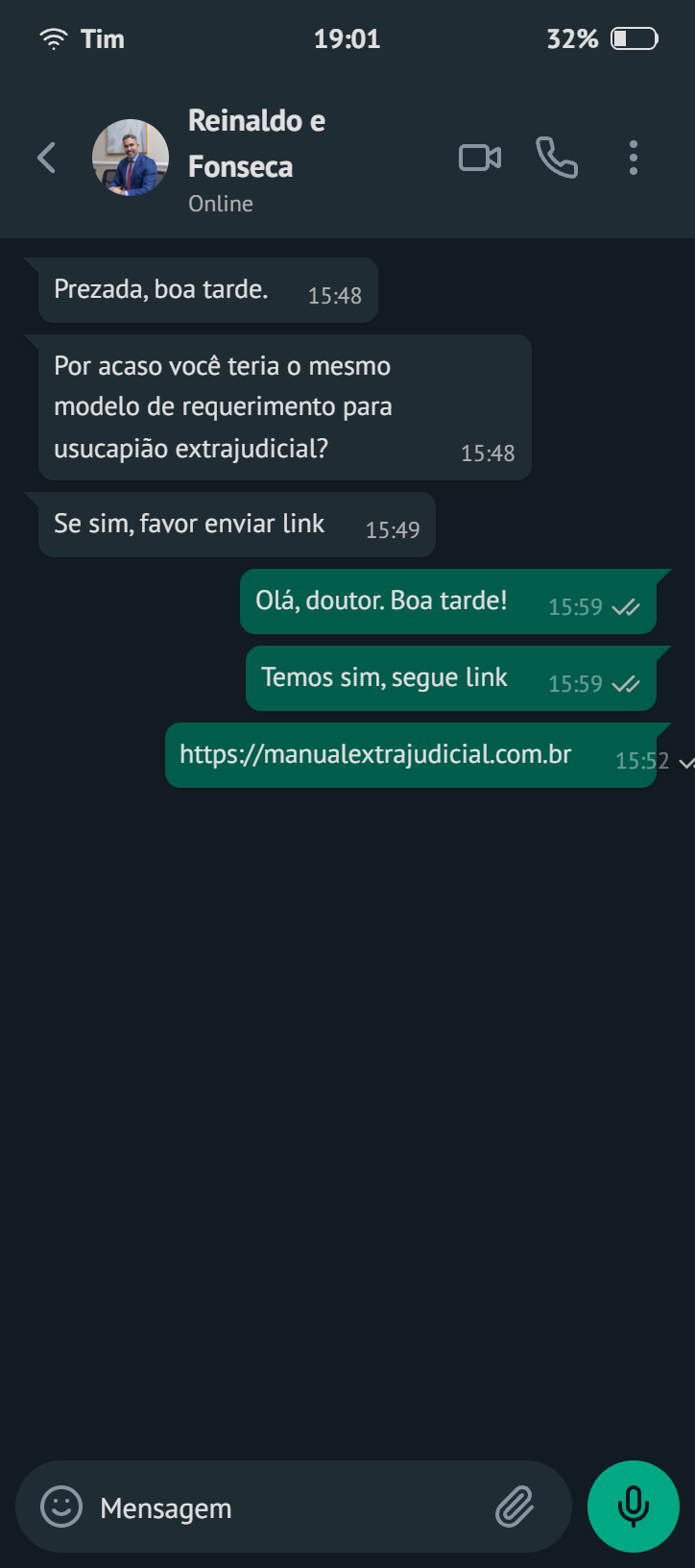 Depoimento de cliente 4 sobre o requerimento de adjudicação compulsória extrajudicial